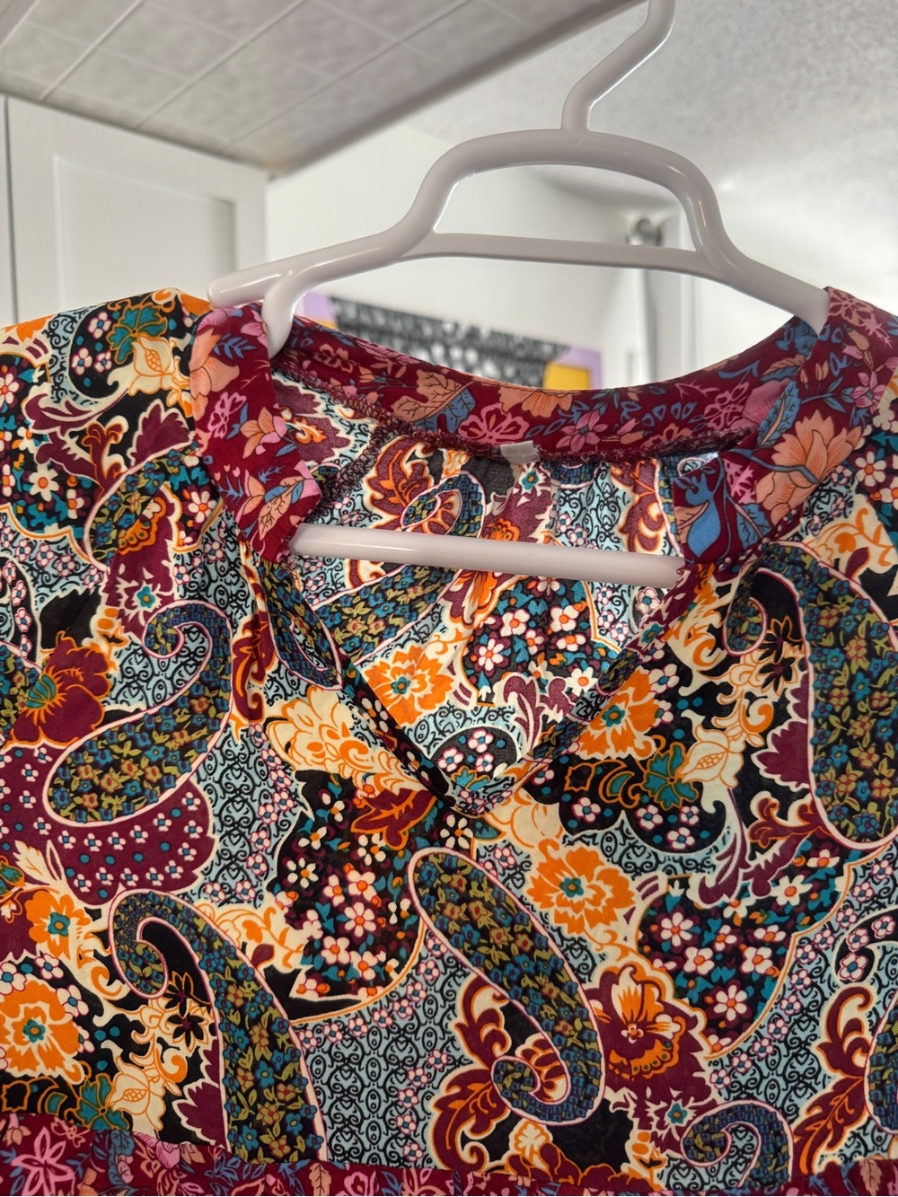 Boho Floral Paisley V-Neck Tunic Dress size Medium - Picture 5 of 9
